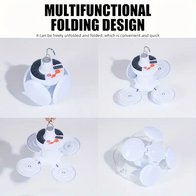 2 Packs Solar-Powered LED Football Light  - 5- Sided Brightness for Camping, Hiking & Emergency! Rechargeable   Foldable Outdoor Light