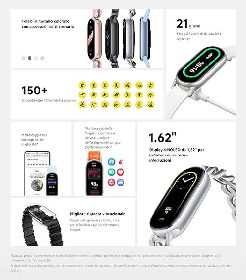 Xiaomi Smart Band 9 Global Version (2024) 1.62  Amoled Display | 233 mAh Battery | up to 21 Days of Battery Life | Over 150 Workout Modes | BT 5.4 | 50M Water Resistant - Midnight Black