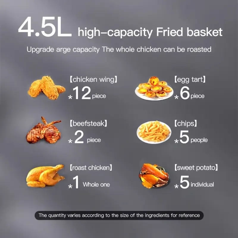 Large Capacity Air Fryer Plus - Fully Automatic Multi-Functional Touch Screen French Fries Machine with Easy Cooking Presets, Healthy Oil-Free Cooking, and Space-Saving Design for Home Kitchen