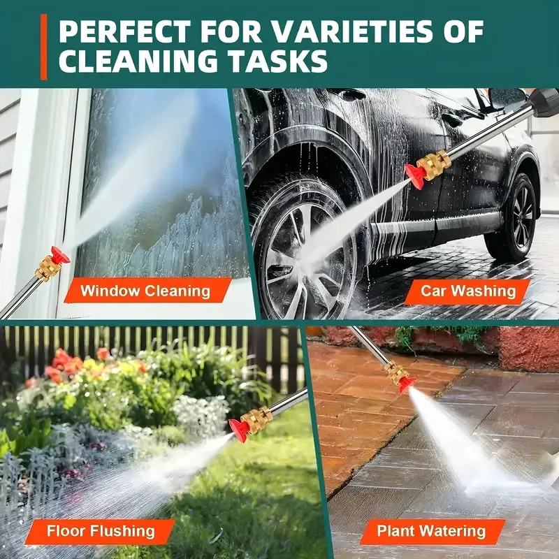 Portable Cordless Handheld High Pressure Car Wash Gun, 1 Rechargeable Battery Powered, Nozzle Stainless Steel Handheld Pressure Car Wash Gun Cleaning Kit For Car Detailing, Fencing, Floor Cleaning, Plants And More.