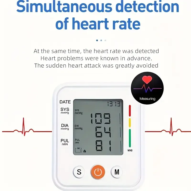 B01 Arm -type Blood Pressure Meter, Fully Automatic Blood Pressure Meter, Digital LED Display, Simple Operation, Cuffs Can Be Adjusted, Suitable For Family High And Low Blood Pressure, Arrhythmia Test, Elderly Health Guards.