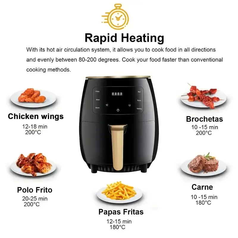 Large Capacity Air Fryer Plus - Fully Automatic Multi-Functional Touch Screen French Fries Machine with Easy Cooking Presets, Healthy Oil-Free Cooking, and Space-Saving Design for Home Kitchen