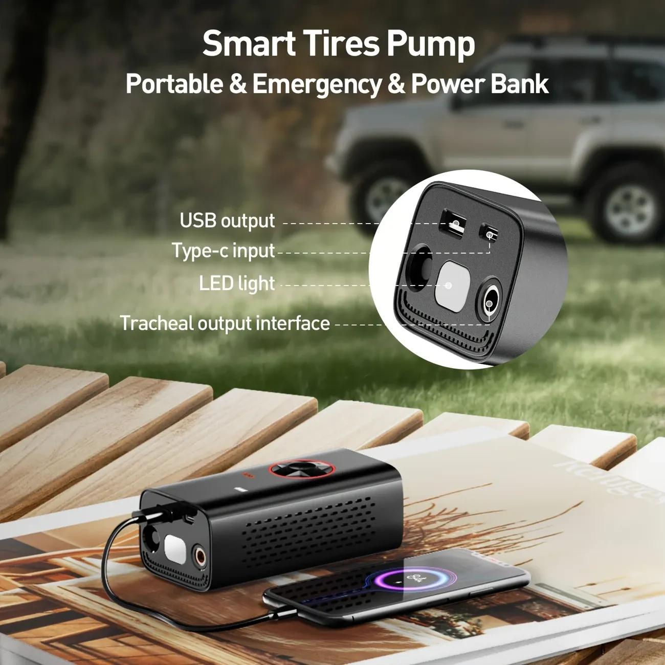 Tire Inflator Portable Air Compressor, Cordless Air Pump for Car Tires, Motorcycle Ball Bike Tire Pump, Car Accessories (150PSI), Fathers Day Gift