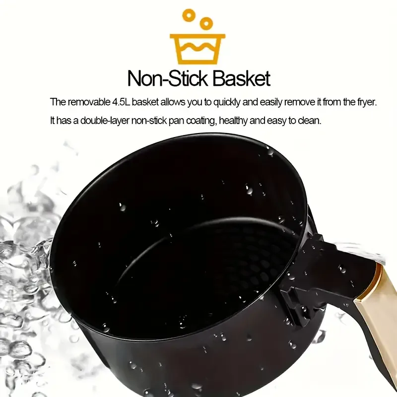 Large Capacity Air Fryer Plus - Fully Automatic Multi-Functional Touch Screen French Fries Machine with Easy Cooking Presets, Healthy Oil-Free Cooking, and Space-Saving Design for Home Kitchen