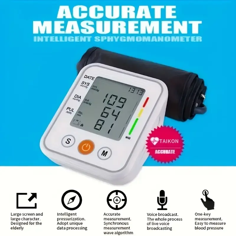 B01 Arm -type Blood Pressure Meter, Fully Automatic Blood Pressure Meter, Digital LED Display, Simple Operation, Cuffs Can Be Adjusted, Suitable For Family High And Low Blood Pressure, Arrhythmia Test, Elderly Health Guards.