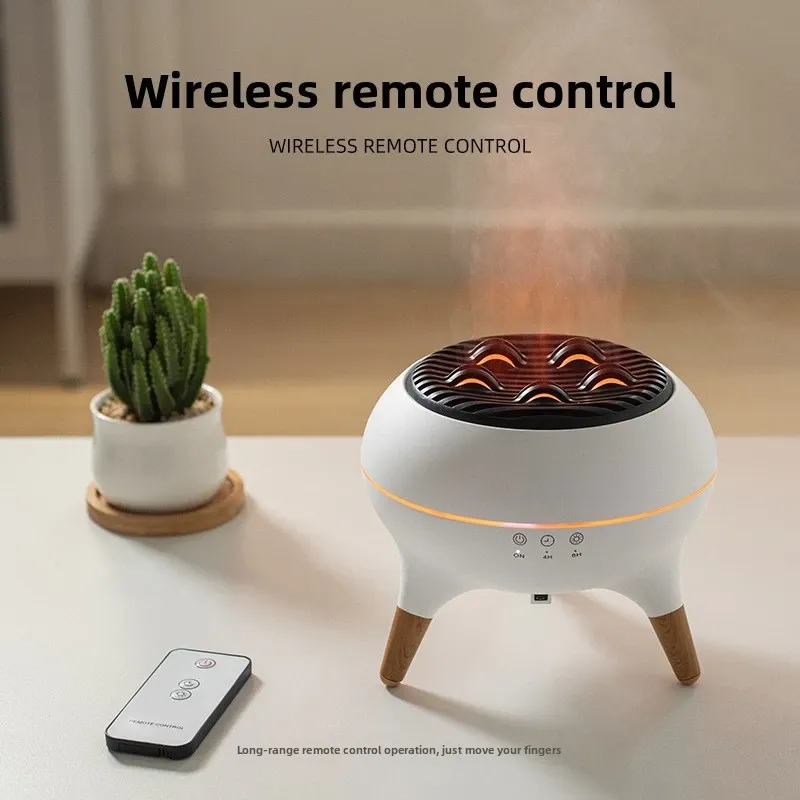 Circle Mist Flame Dynamic Diffuser, Essential Oil Diffuser, Dynamic Spray Volcano Humidifier with 2 Mist Mode, with Remote Control and Auto-Off Function for Bedroom Home Office