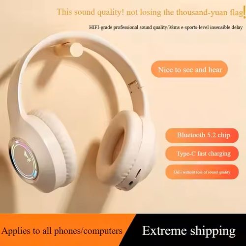Wireless Bluetooth Headset Headset RGB Light Effect Plug Card Foldable