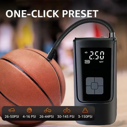 Portable Car Inflator Pump with LED Light - USB Rechargeable, Digital Display, 18650 Lithium Battery, Air Compressor for Cars, Motorcycles, and Bicycle Tires, Bike Tire Inflator|Modern Car Accessory|Digital Display Featur