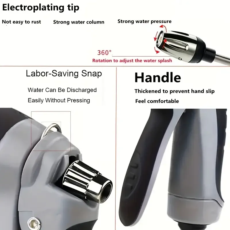 High-Pressure Car Cleaning Water Gun, Garden Hose Nozzle, Watering Hose Sprayer, Home Cleaning Tool, Long Handle Spray Gun, Plastic Materia