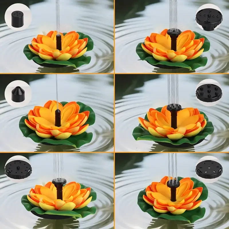 High-quality solar fountain pump, floating lotus design for garden ponds, patios and bird baths, independent floating design