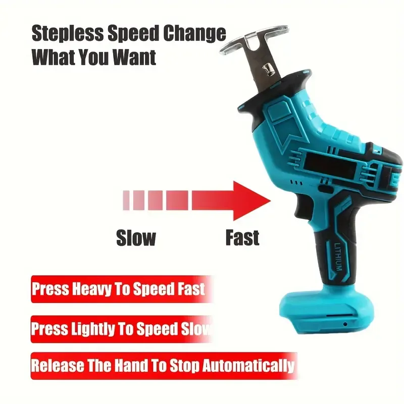 3000RPM Cordless Reciprocating Saw Power Saw, for Wood Metal Cutting, Variable Speed Cutting Tool with 4pcs Blades Fit Makita 18V Battery