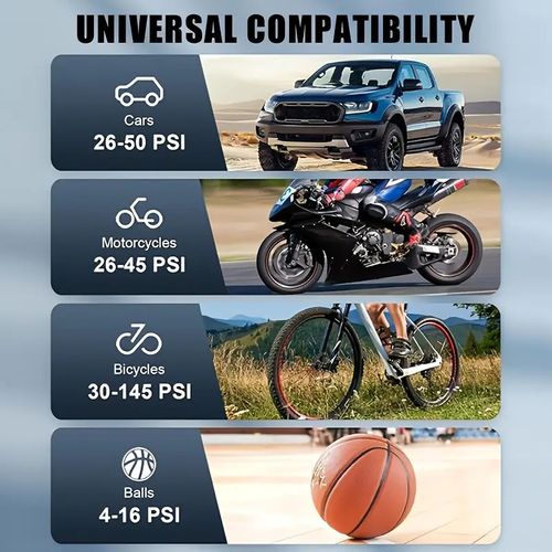 Portable Car Inflator Pump with LED Light - USB Rechargeable, Digital Display, 18650 Lithium Battery, Air Compressor for Cars, Motorcycles, and Bicycle Tires, Bike Tire Inflator|Modern Car Accessory|Digital Display Featur