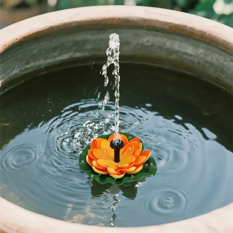 High-quality solar fountain pump, floating lotus design for garden ponds, patios and bird baths, independent floating design