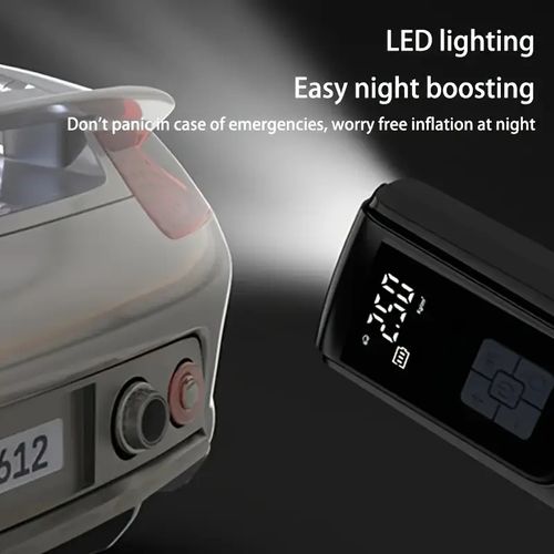 Portable Car Inflator Pump with LED Light - USB Rechargeable, Digital Display, 18650 Lithium Battery, Air Compressor for Cars, Motorcycles, and Bicycle Tires, Bike Tire Inflator|Modern Car Accessory|Digital Display Featur
