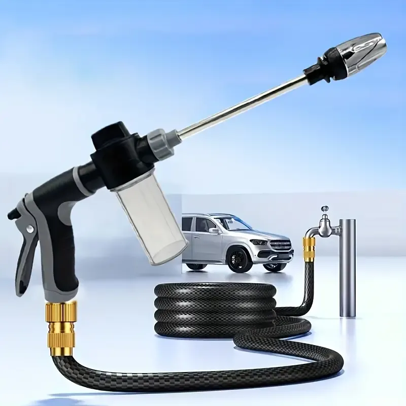 High-Pressure Car Cleaning Water Gun, Garden Hose Nozzle, Watering Hose Sprayer, Home Cleaning Tool, Long Handle Spray Gun, Plastic Materia
