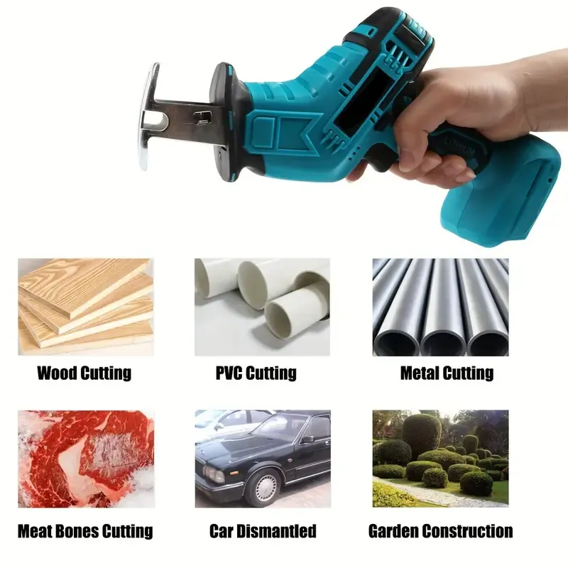 3000RPM Cordless Reciprocating Saw Power Saw, for Wood Metal Cutting, Variable Speed Cutting Tool with 4pcs Blades Fit Makita 18V Battery