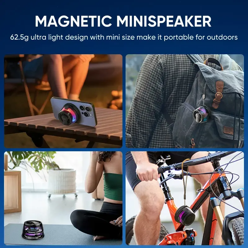 Bluetooth Speaker with Magnetic Wireless, Portable Stereo Sync TWS, Booming Bass, IPX6 Waterproof, Unibody Design for Home Outdoor Beach, Birthday Gift