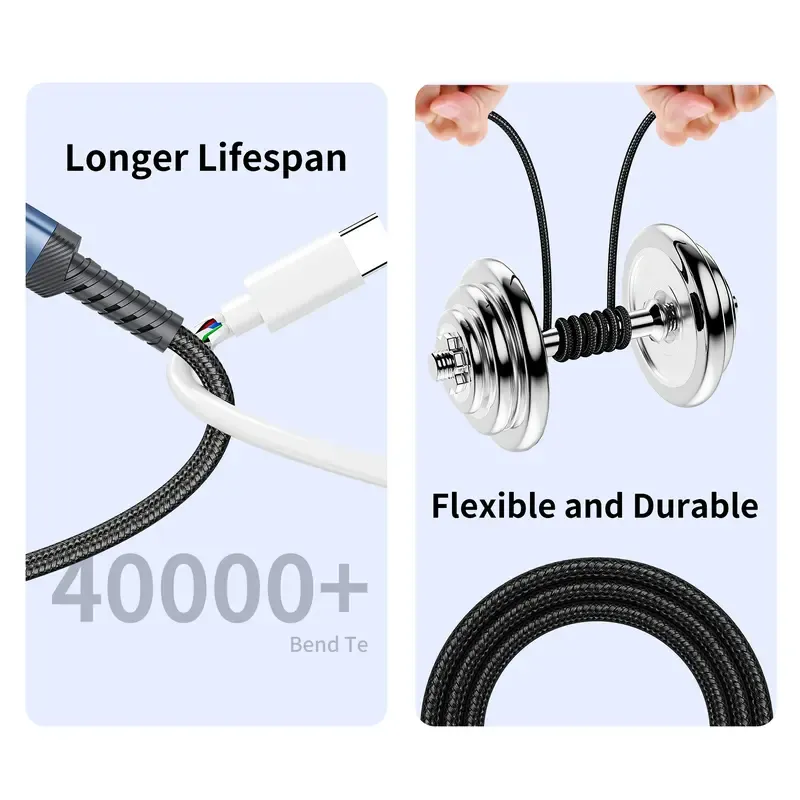 20FT Right Angle USB C Cable 60W Extra Long USB C Charging Cord Nylon Braided USB C Charger Cable for iPhone 16 15 Pro Max  iPad MacBook  Galaxy S20  Pixel  Switch  Camera