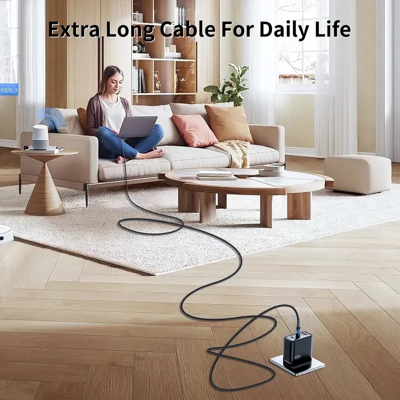 20FT Right Angle USB C Cable 60W Extra Long USB C Charging Cord Nylon Braided USB C Charger Cable for iPhone 16 15 Pro Max  iPad MacBook  Galaxy S20  Pixel  Switch  Camera