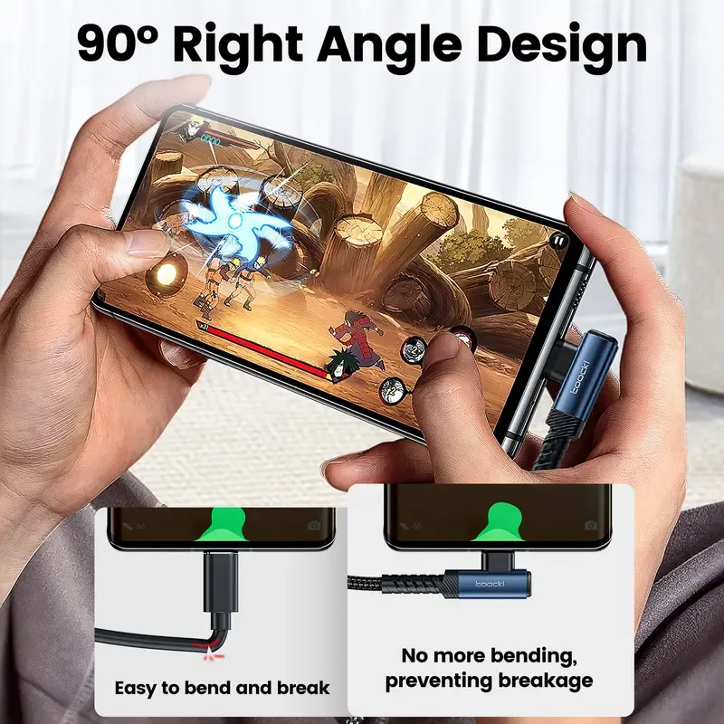 20FT Right Angle USB C Cable 60W Extra Long USB C Charging Cord Nylon Braided USB C Charger Cable for iPhone 16 15 Pro Max  iPad MacBook  Galaxy S20  Pixel  Switch  Camera