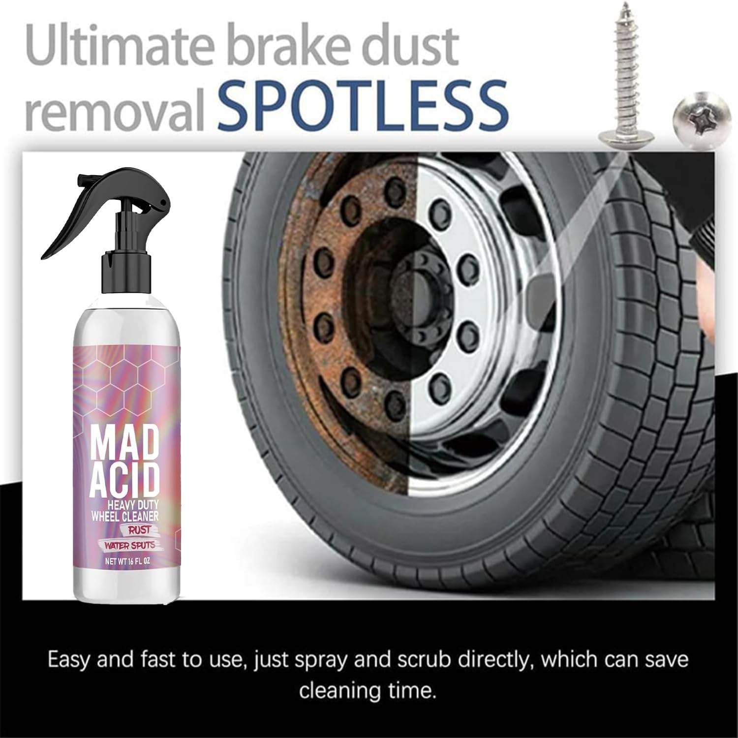 Heavy-duty wheel decontamination, rust removal, anti-aging and dust-proof foam cleaner