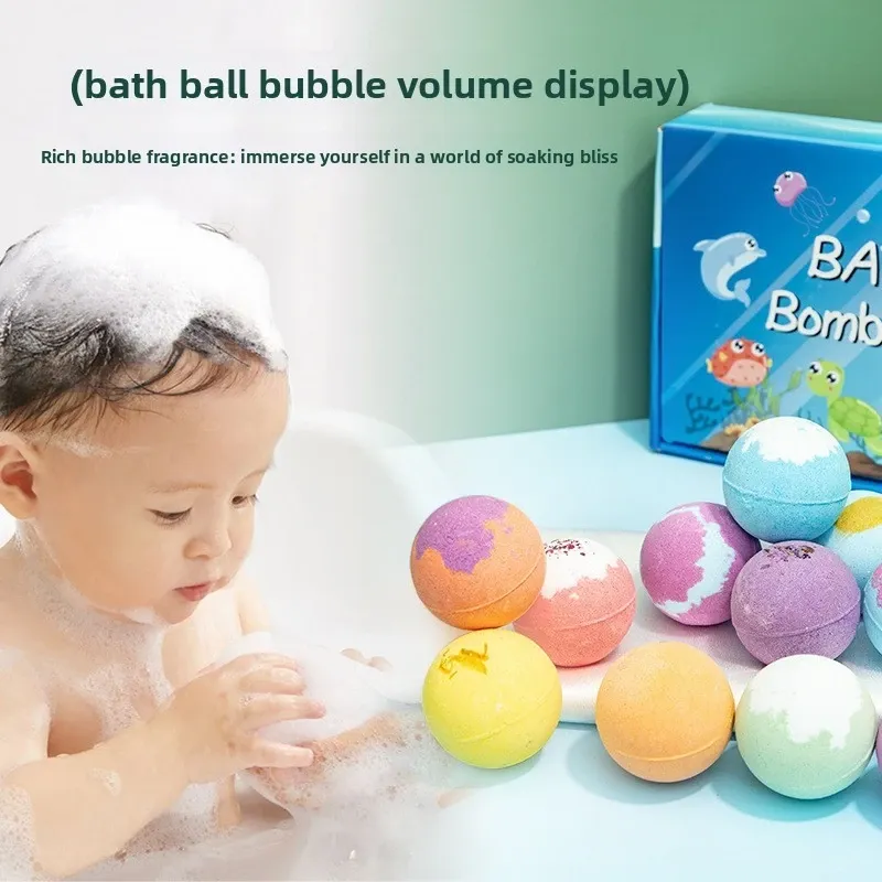 Foreign Trade Natural Toy Bath Salt Balls 60g*12pcs Clean Children's Bathing Set Universal Use Creative Gift Box Silk Screen