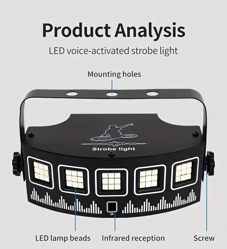 Dj Disco Lights Strobe Stage Light Laser LED Sound Activated Remote Control for Party Wedding Event Show