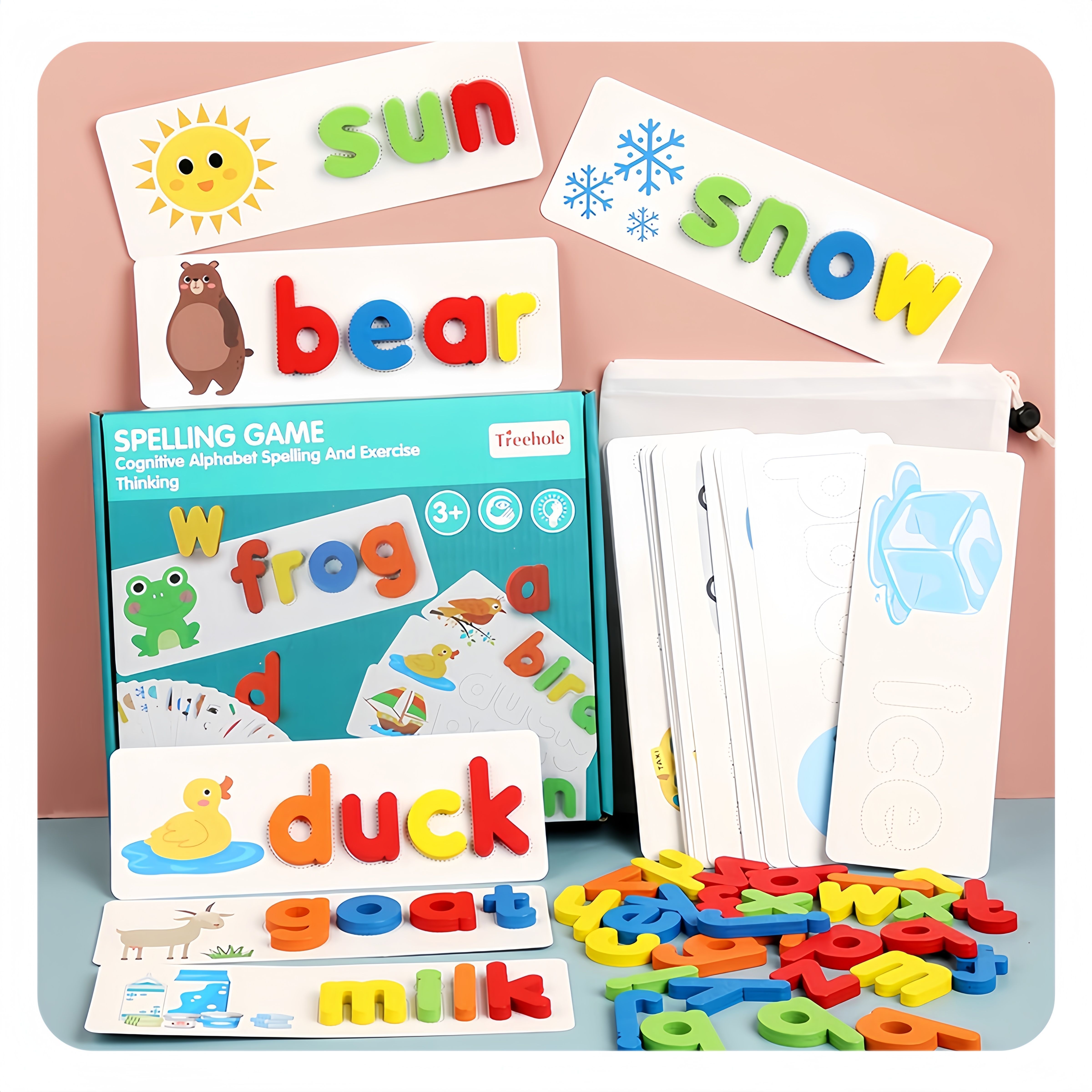 Montessori 3D Wooden Magnetic Alphabet Puzzle Children's English Learning Toy Spelling and Writing Toy Alphabet Matching Game Word Building Activity