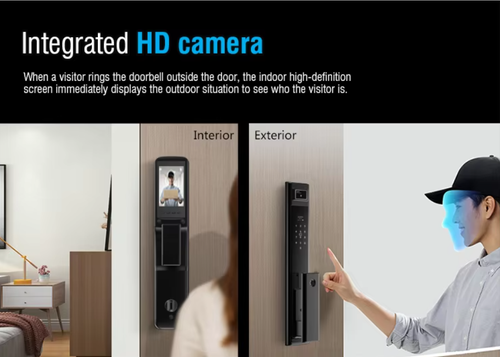3D facial recognition digital smart biometric fingerprint door lock aluminum-wood door application WiFi home security fingerprint lock