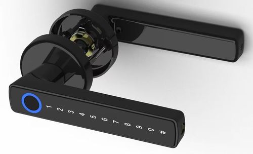 Motorized Smart Door Lock with Digital Door Handle Lever Fingerprint Code Key for Home Hotel Smartphone Compatibility