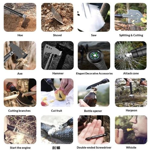 Hot Seller Emergency Exploration Outdoor Camping Folding Extended Car Backup Multi Functional Engineer Shovel Axe Set
