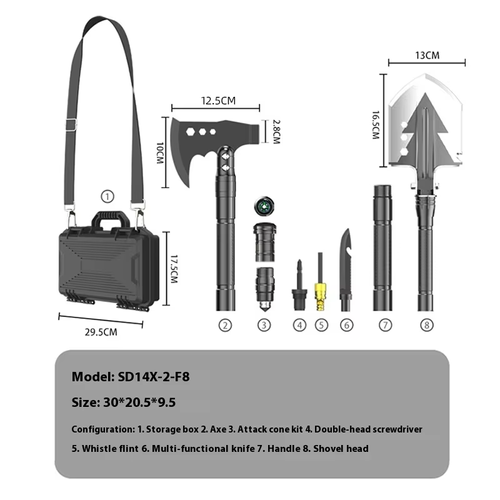 Hot Seller Emergency Exploration Outdoor Camping Folding Extended Car Backup Multi Functional Engineer Shovel Axe Set