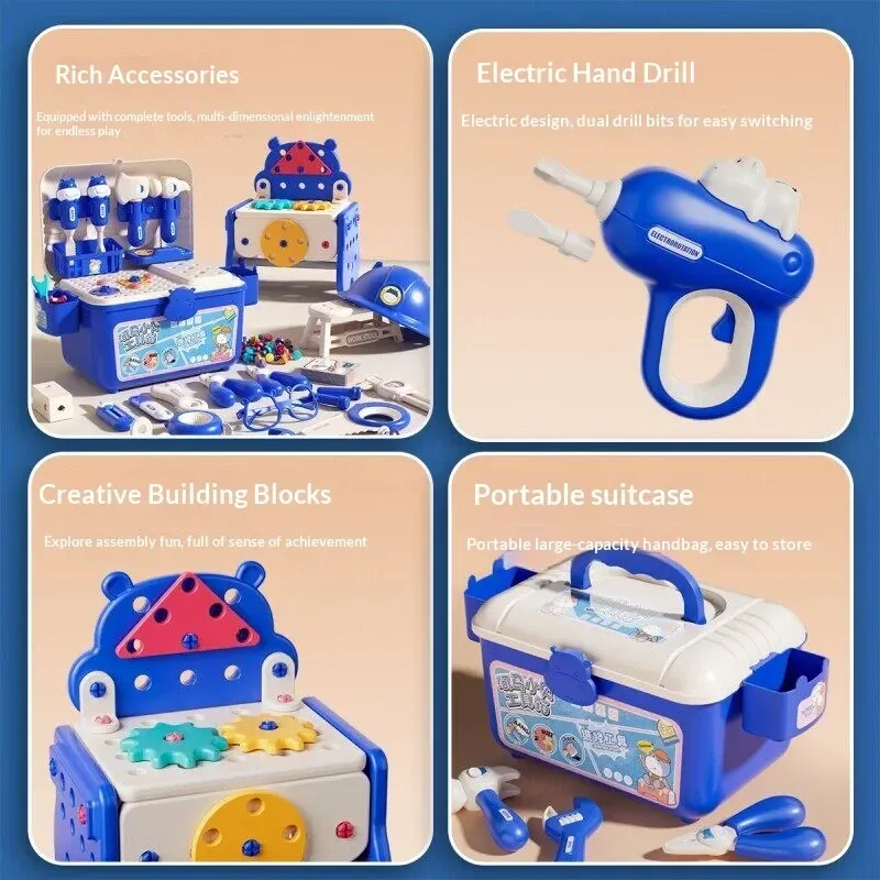 DIY Montessori Educational Toys for Children: Hippo Tool Assembly Set with Electric Drill Early Learning Building Kit