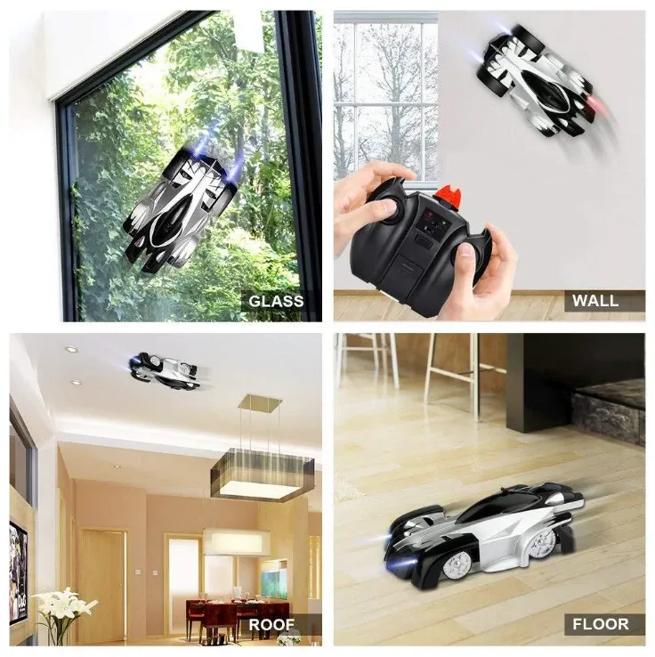 Wall climbing remote control racing car