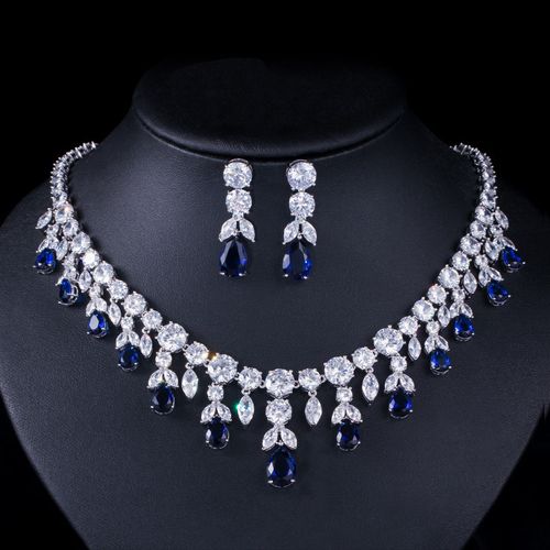 New arrival Dubai Ghana Nigeria Wedding Jewelry Display Set Luxury Necklace Earrings Cubic Zirconia Bridal Jewelry Sets