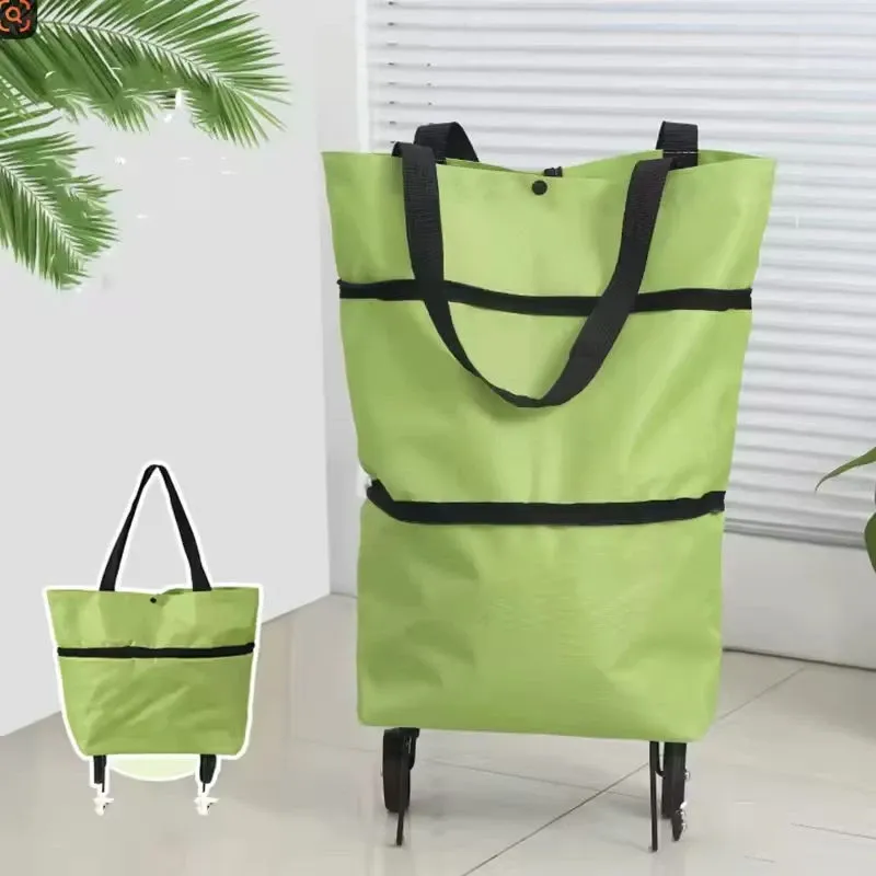 Wheeled foldable shopping bag