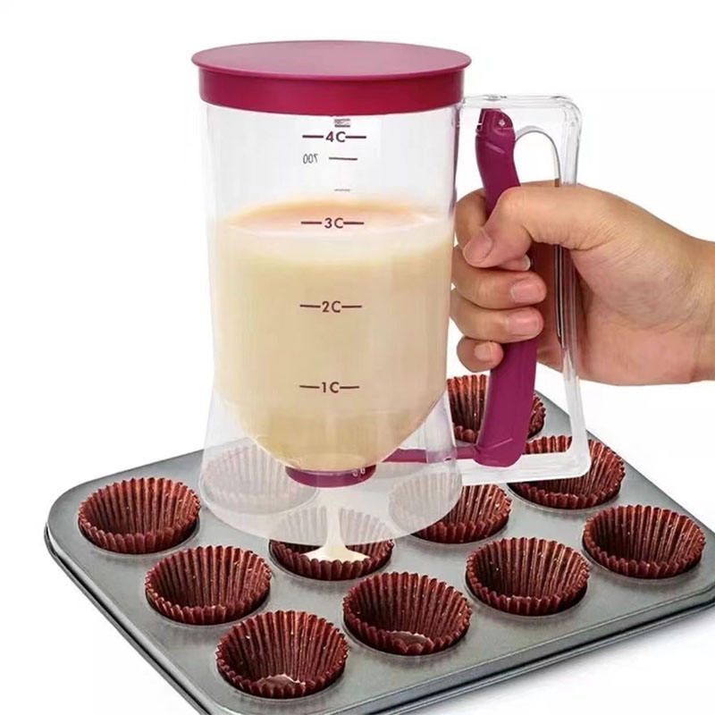 New Bestselling Rice Cereal Flour Automatic Distributor Cupcake Handheld separator Batter funnel measuring cup baking tool