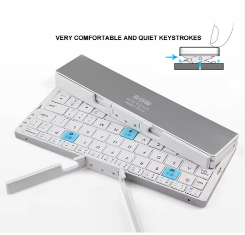 Foldable Wireless Keyboard with Magnetic Holder Aluminum Alloy Mini Folding Keyboard Tablet  Tablet Charging Keyboard