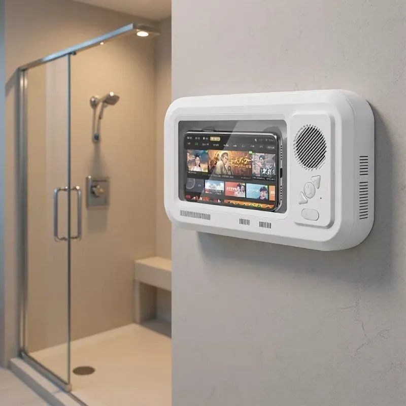 Bathroom waterproof mobile phone box with speaker