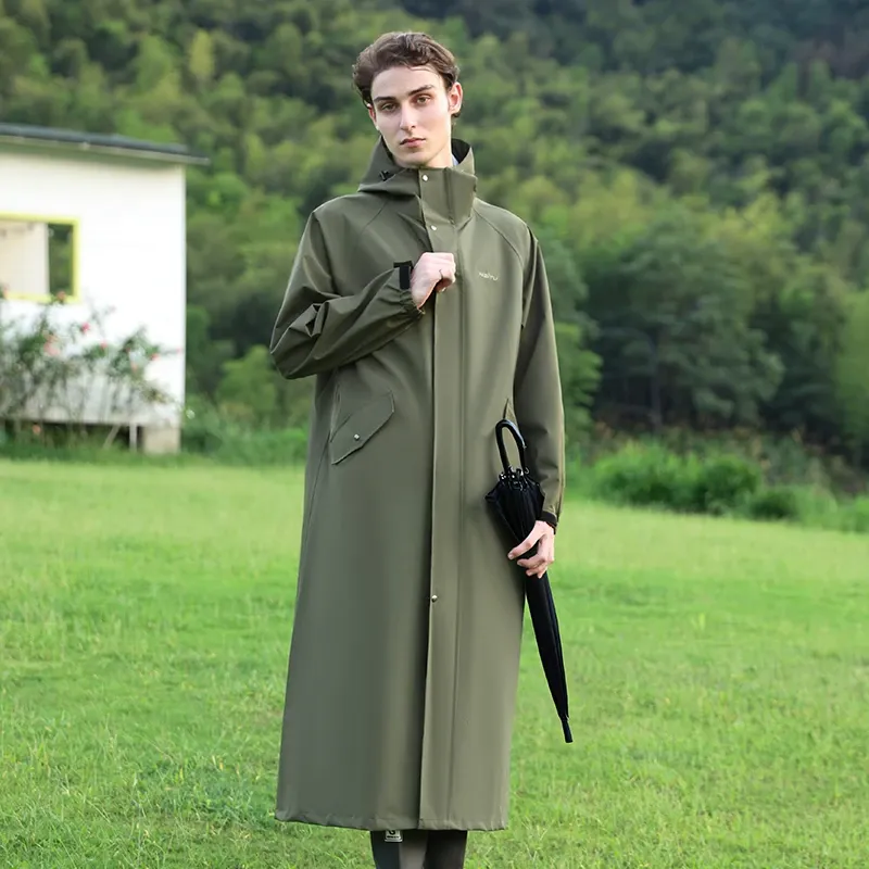 Men's and Women's Long Waterproof Raincoats Lightweight Hooded Raincoats Outdoor Hiking Reflective Safety Raincoats Manufacturer