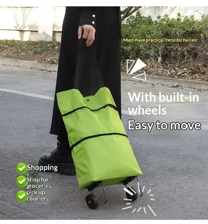 Wheeled foldable shopping bag