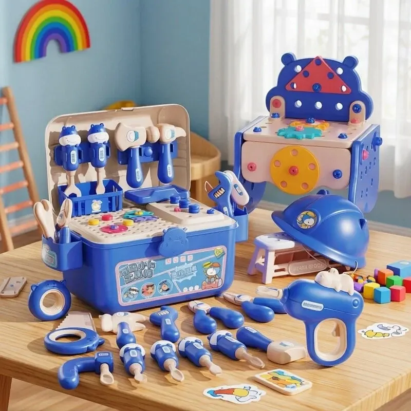 DIY Montessori Educational Toys for Children: Hippo Tool Assembly Set with Electric Drill Early Learning Building Kit