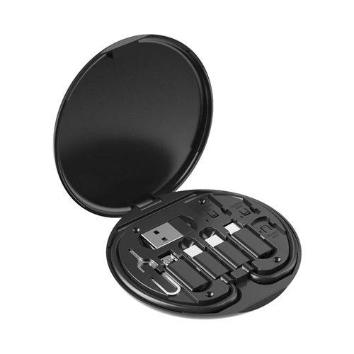 2025 New Data Cable 6-in-1 Round Box Multi-Function USB Charging Adapter Cable Kit Travel Adapter Kit