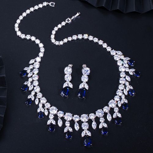New arrival Dubai Ghana Nigeria Wedding Jewelry Display Set Luxury Necklace Earrings Cubic Zirconia Bridal Jewelry Sets