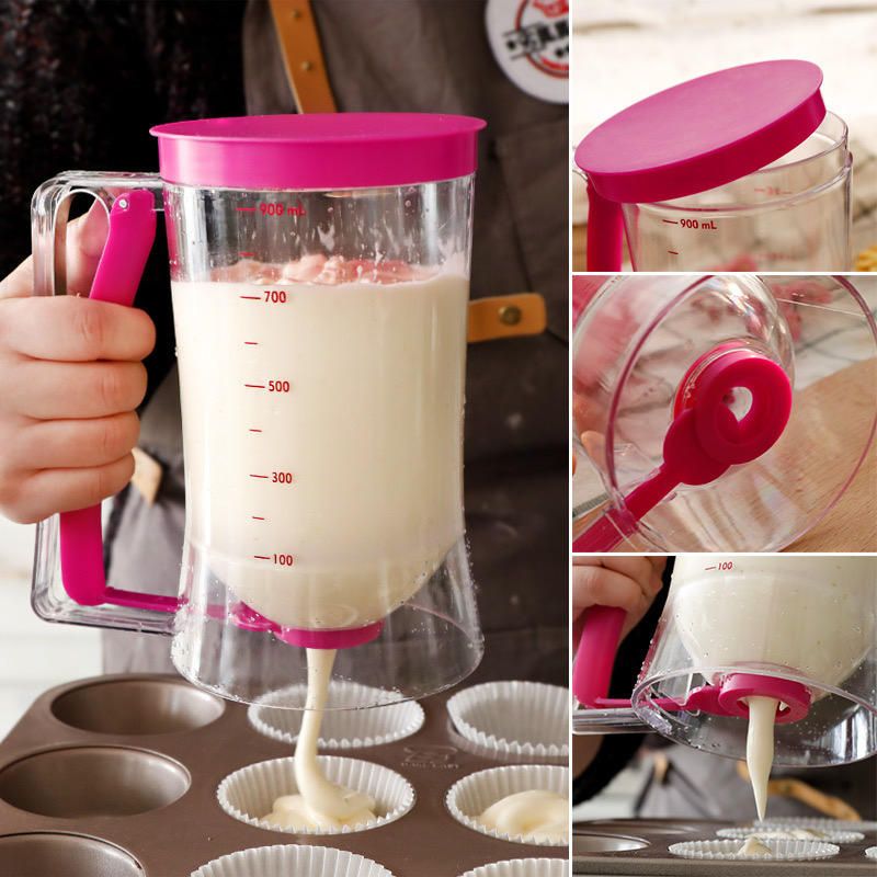 New Bestselling Rice Cereal Flour Automatic Distributor Cupcake Handheld separator Batter funnel measuring cup baking tool