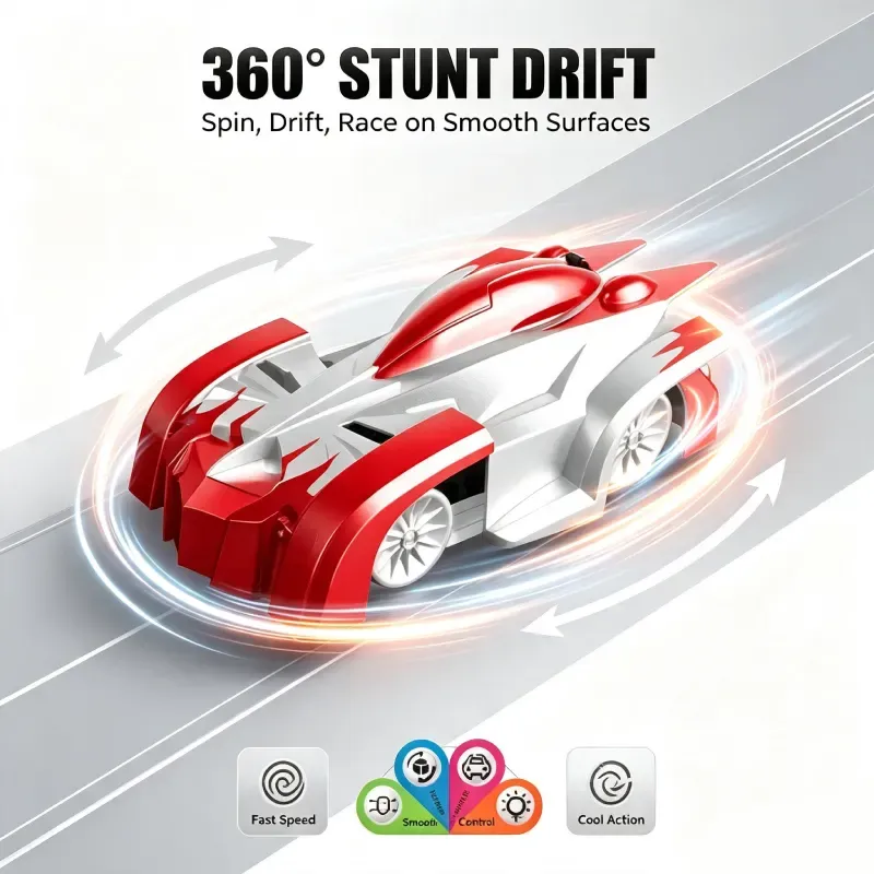 Wall climbing remote control racing car