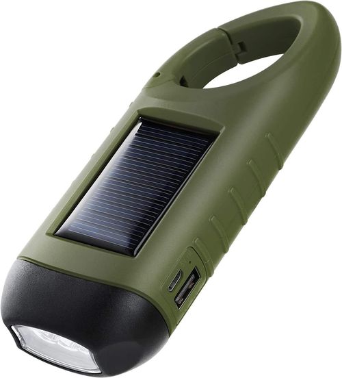 Hand crank solar generator flashlight rechargeable emergency LED mini keychain clip backpack flashlight outdoor flashlight