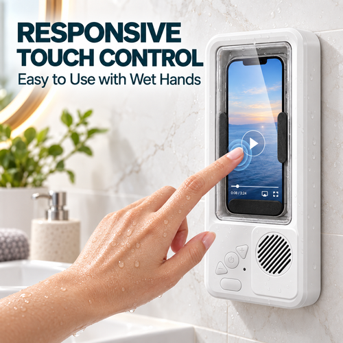 Bathroom waterproof mobile phone box with speaker
