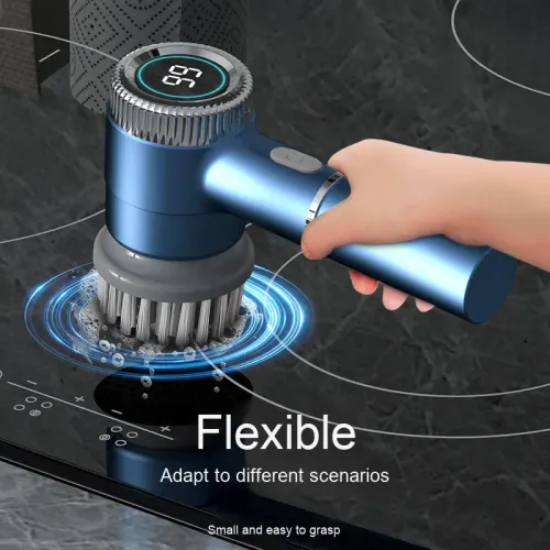 Multipurpose electric spin scrubber with replaceable brush heads for tableware and bathroom kitchen cleaning