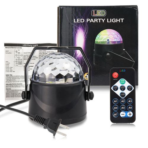 Disco Strobe Light with Remote Control Party Light Crystal Magic Ball RGB Stage Light